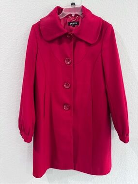 GUESS Women's Red Button-Front Coat